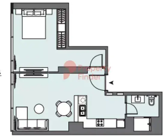 Планировка — 1-спальная, 59 м²