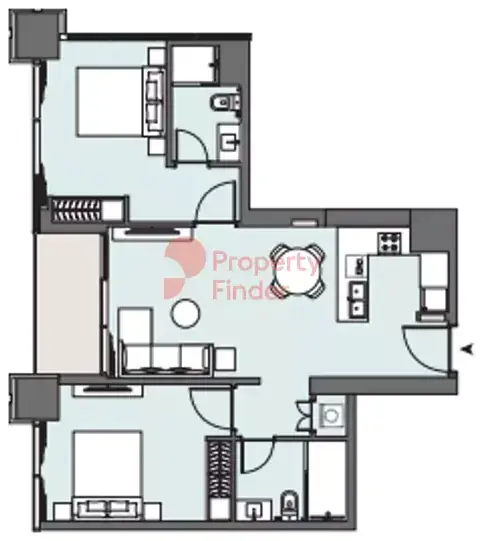 Планировка — 2-спальная, 84 м²