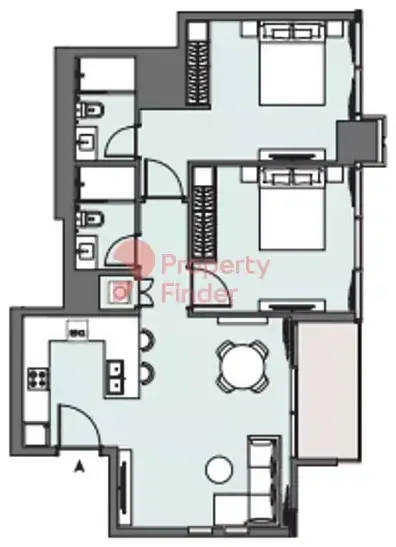 Планировка — 2-спальная, 88 м²