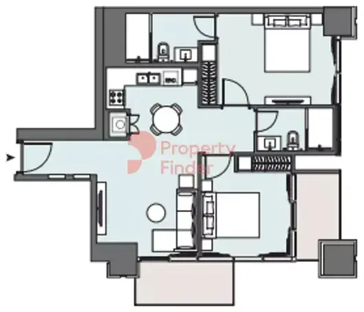 Планировка — 2-спальная, 85 м²