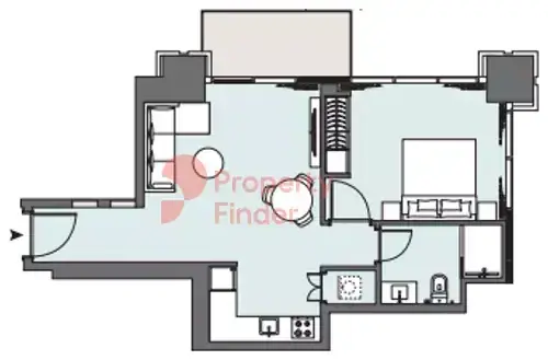 Планировка — 1-спальная, 59 м²