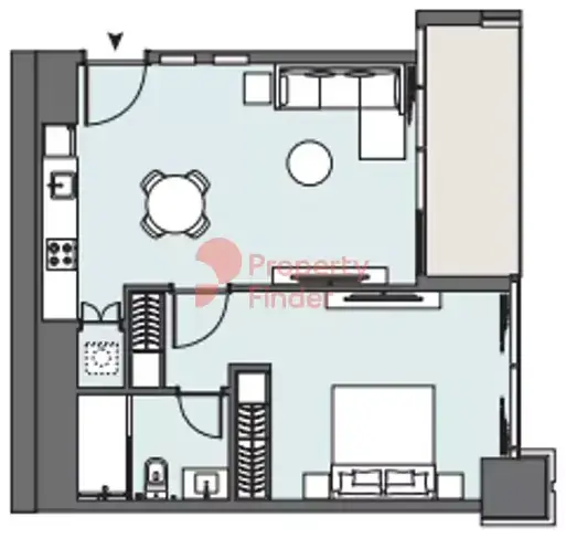 Планировка — 1-спальная, 62 м²