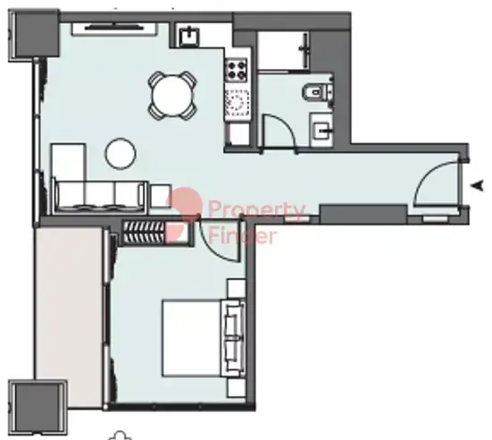 Планировка — 1-спальная, 58 м²