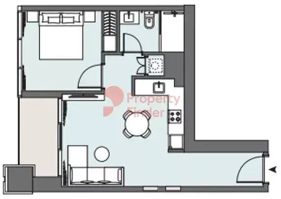 Планировка — 1-спальная, 54 м²