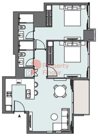 Планировка — 2-спальная, 88 м²