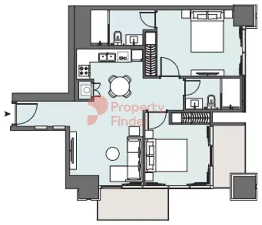 Планировка — 2-спальная, 85 м²