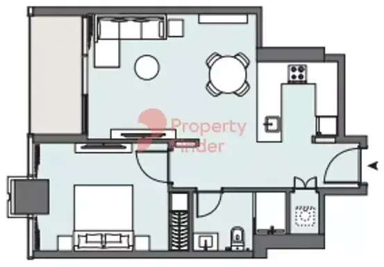 Планировка — 1-спальная, 64 м²