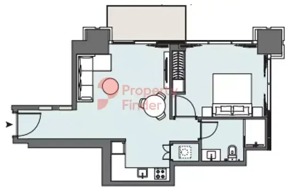 Планировка — 1-спальная, 59 м²