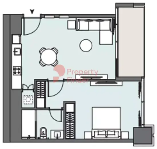 Планировка — 1-спальная, 62 м²