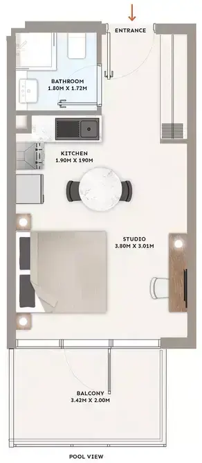 Планировка — Студия, 34 м²