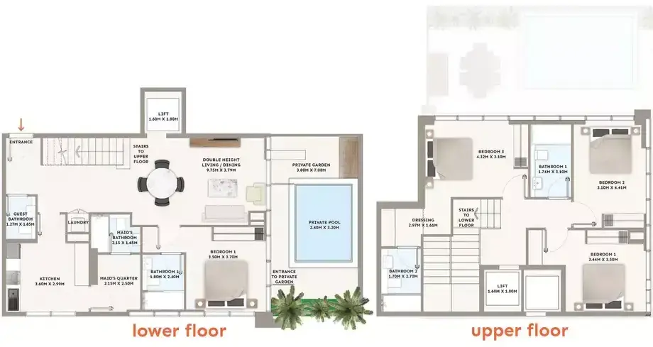 Планировка — 3-спальная, 204 м²