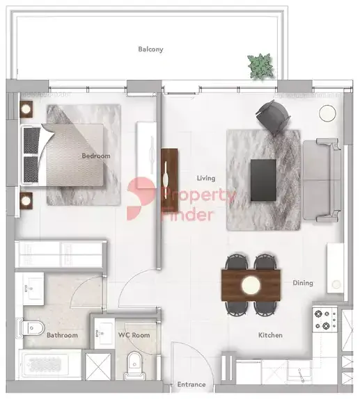 Планировка — 1-спальная, 72 м²
