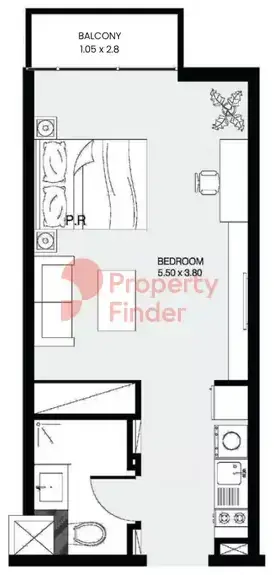 Планировка — Студия, 59 м²