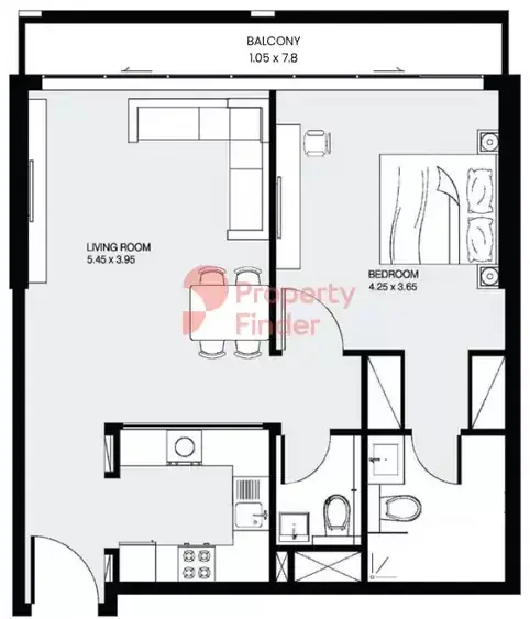 Планировка — 1-спальная, 130 м²