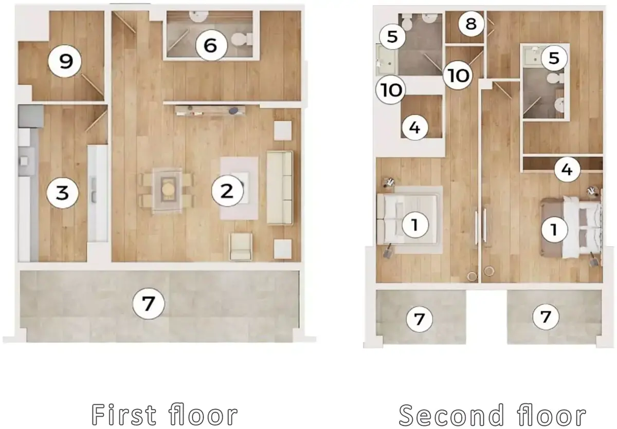 Планировка — 2-спальная, 182 м²