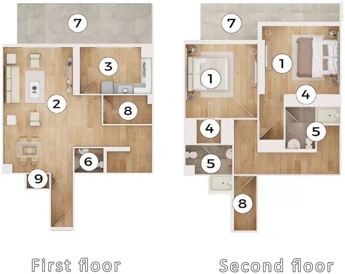 Планировка — 2-спальная, 166 м²