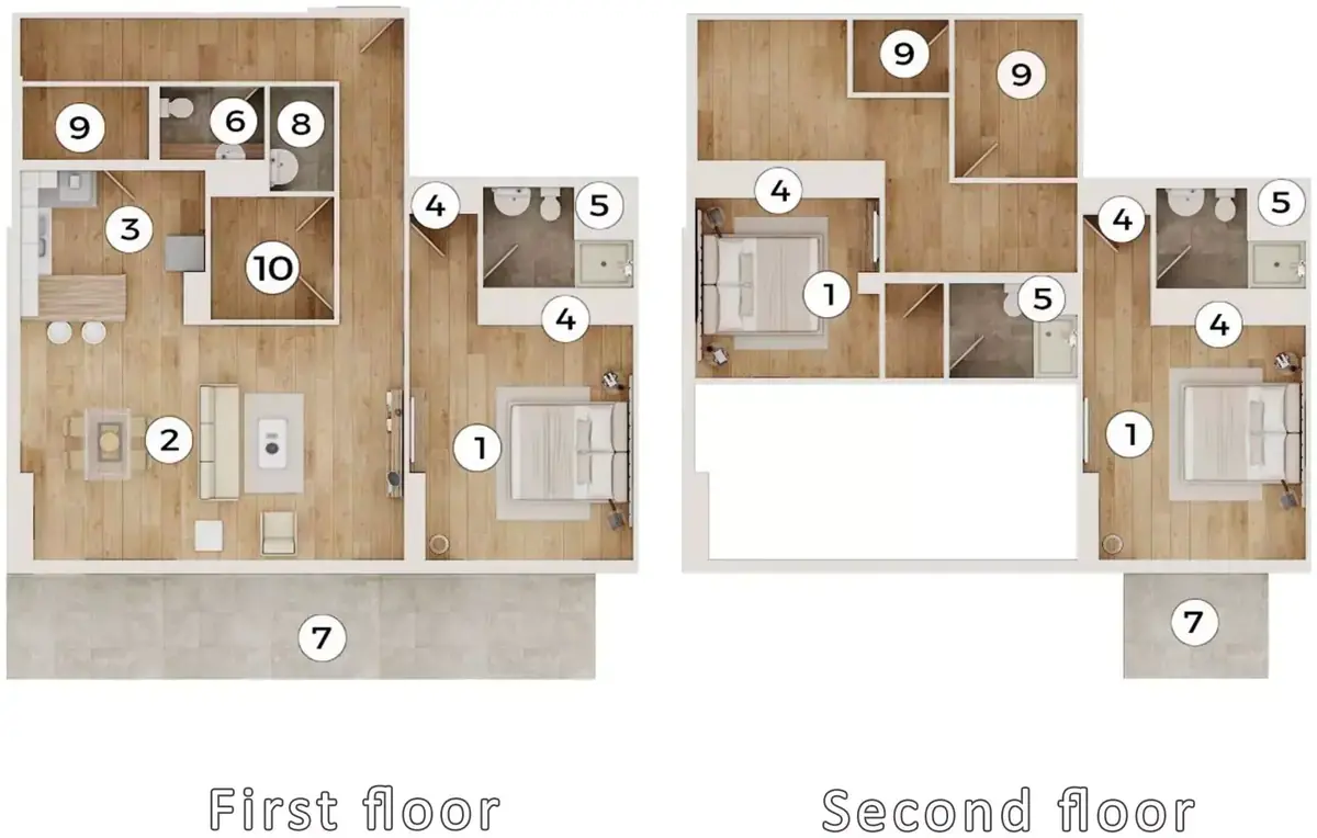 Планировка — 3-спальная, 216 м²
