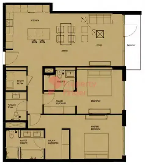 Планировка — 2-спальная, 121 м²