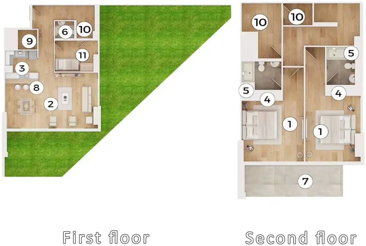 Планировка — 2-спальная, 249 м²
