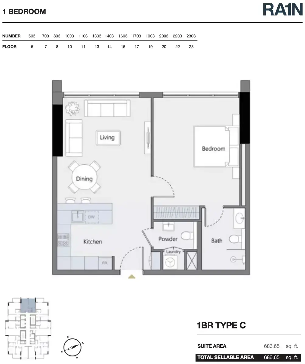 Планировка — 1-спальная, 64 м²