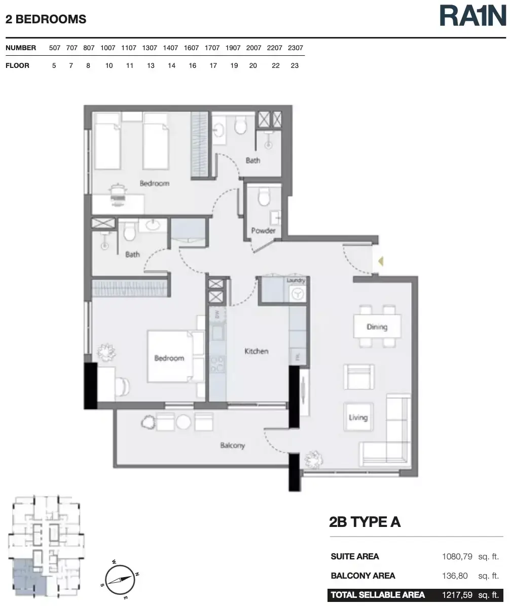 Планировка — 2-спальная, 113 м²