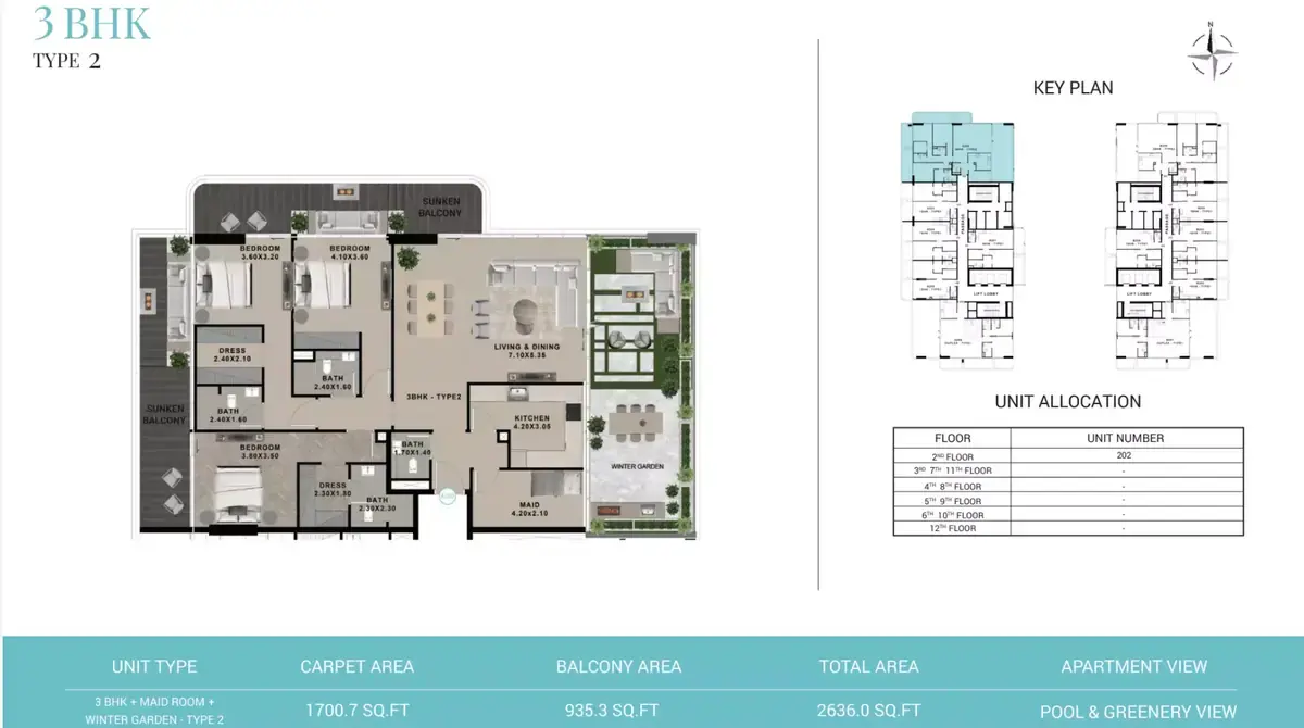 Планировка — 3-спальная, 245 м²
