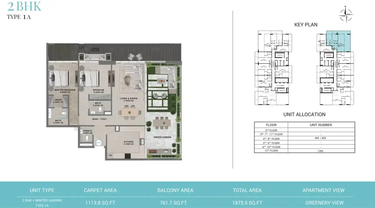Планировка — 2-спальная, 174 м²