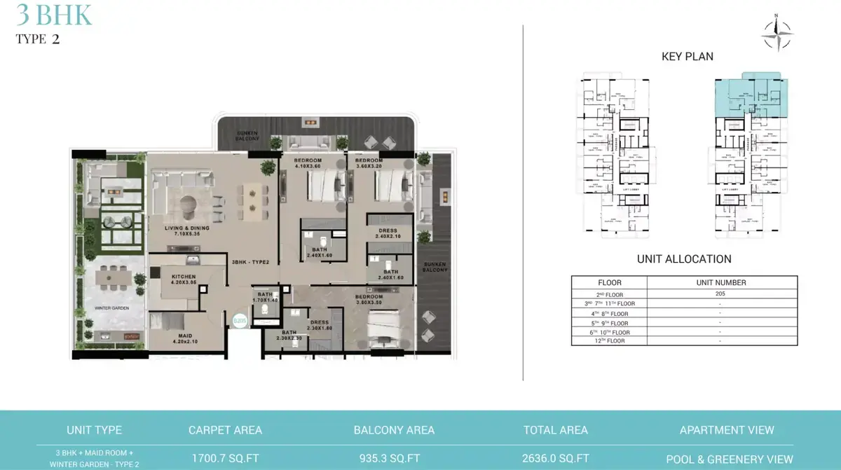 Планировка — 3-спальная, 245 м²