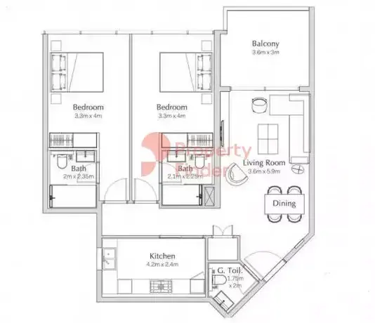Планировка — 2-спальная, 110 м²