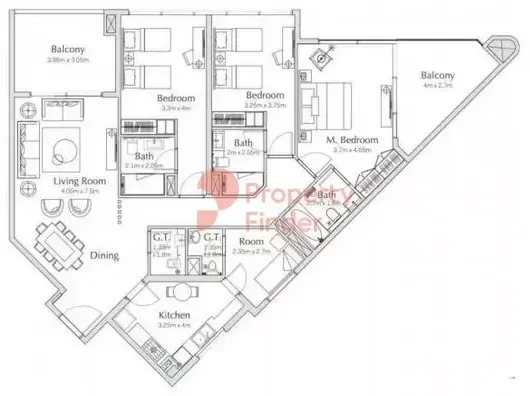 Планировка — 3-спальная, 170 м²