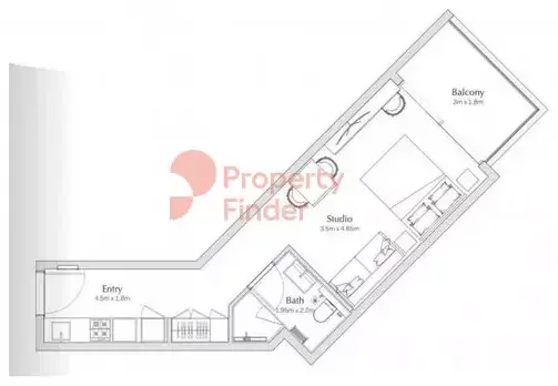 Планировка — Студия, 42 м²