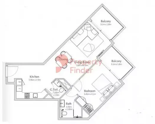 Планировка — 1-спальная, 81 м²