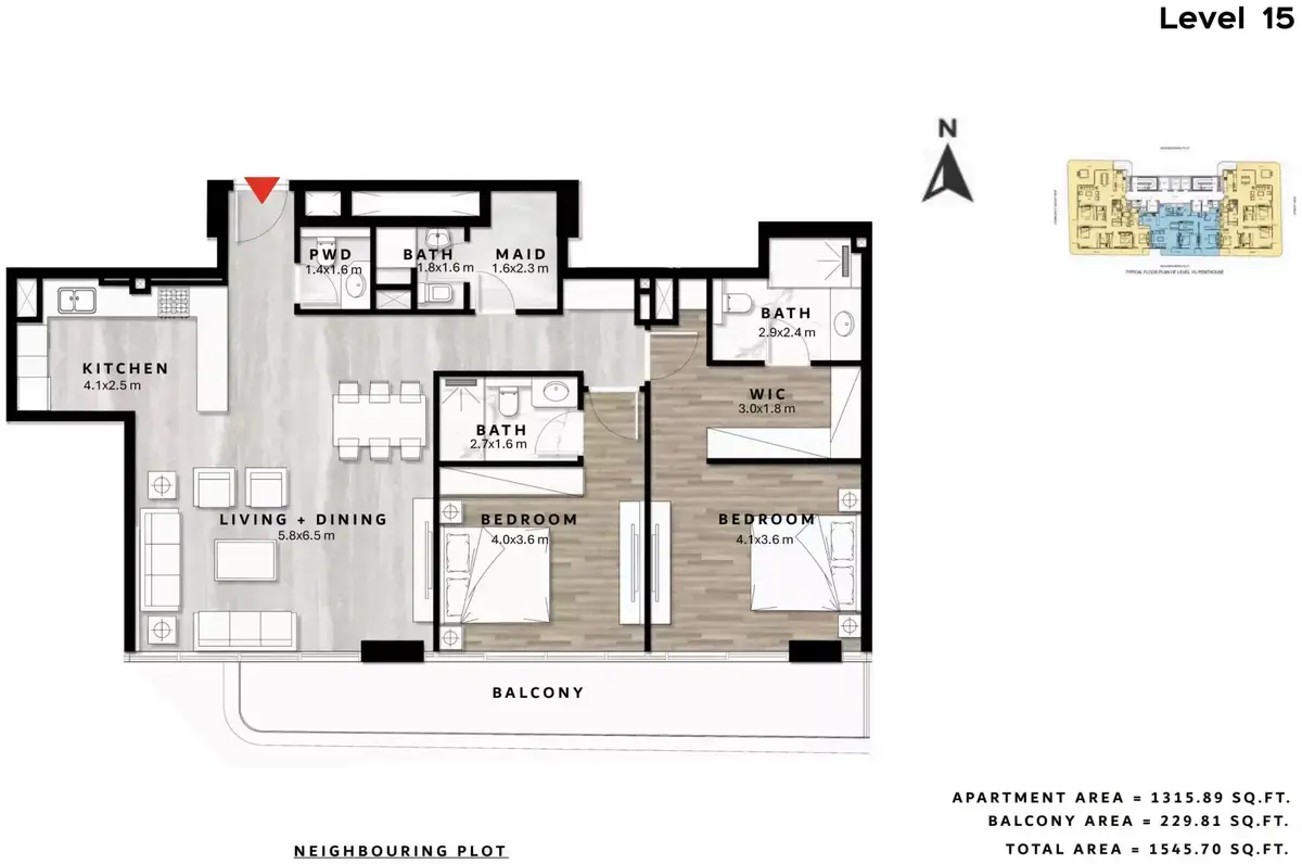 Планировка — 2-спальная, 144 м²