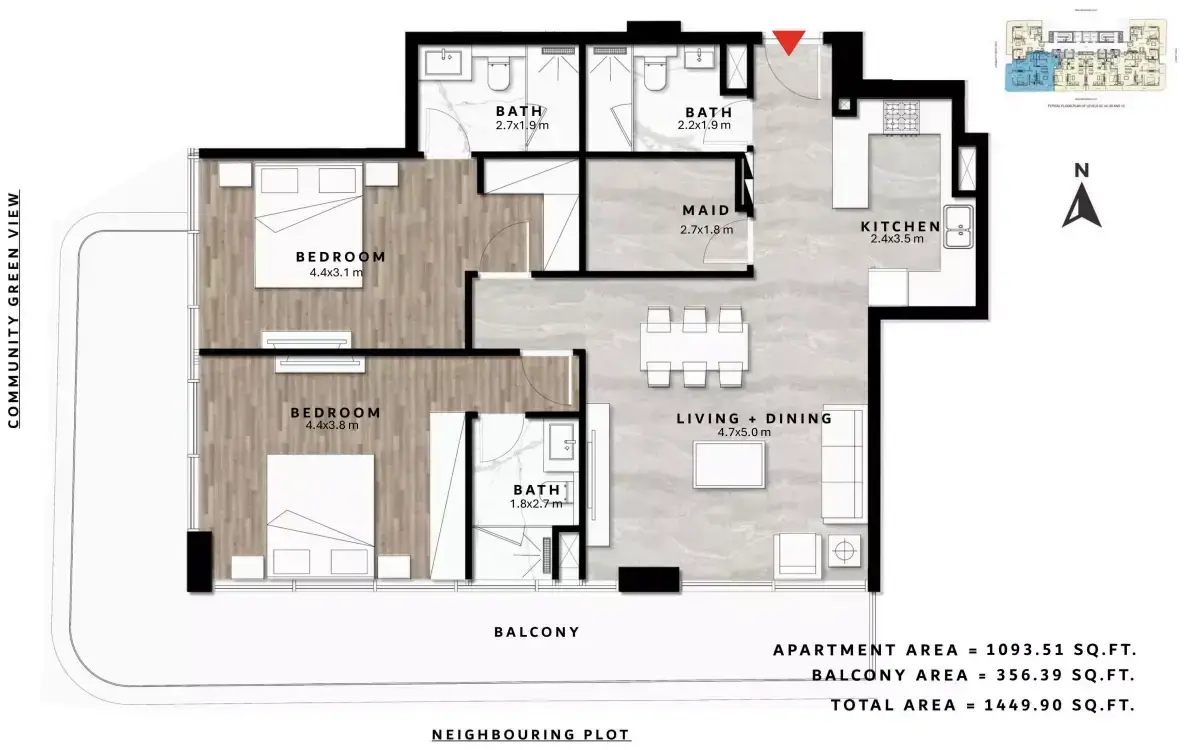 Планировка — 2-спальная, 135 м²