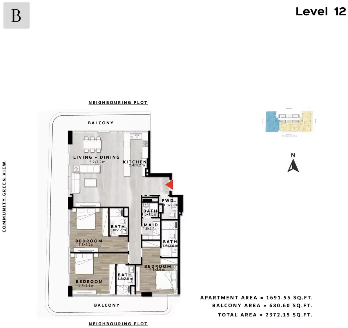 Планировка — 3-спальная, 220 м²