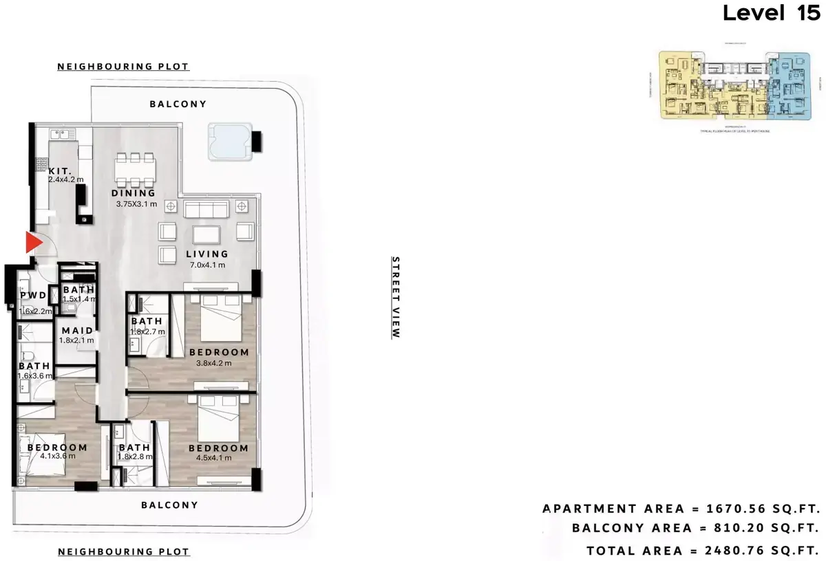 Планировка — 3-спальная, 230 м²
