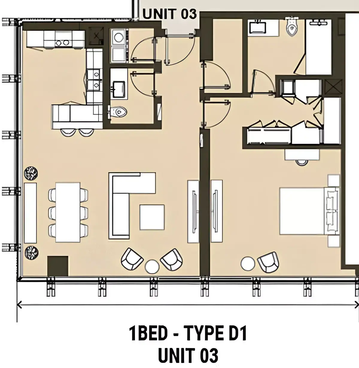 Планировка — 1-спальная, 95 м²