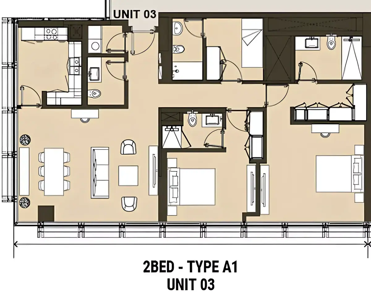 Планировка — 2-спальная, 115 м²