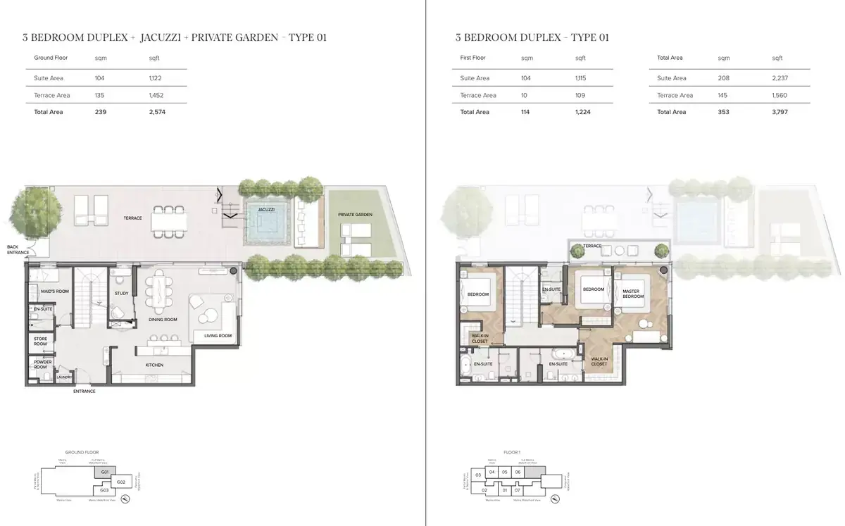 Планировка — 3-спальная, 353 м²