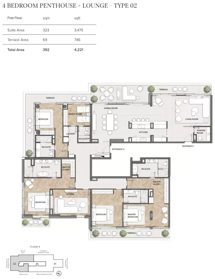 Планировка — квартира, 392 м²