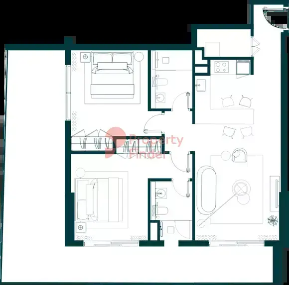 Планировка — 2-спальная, 128 м²