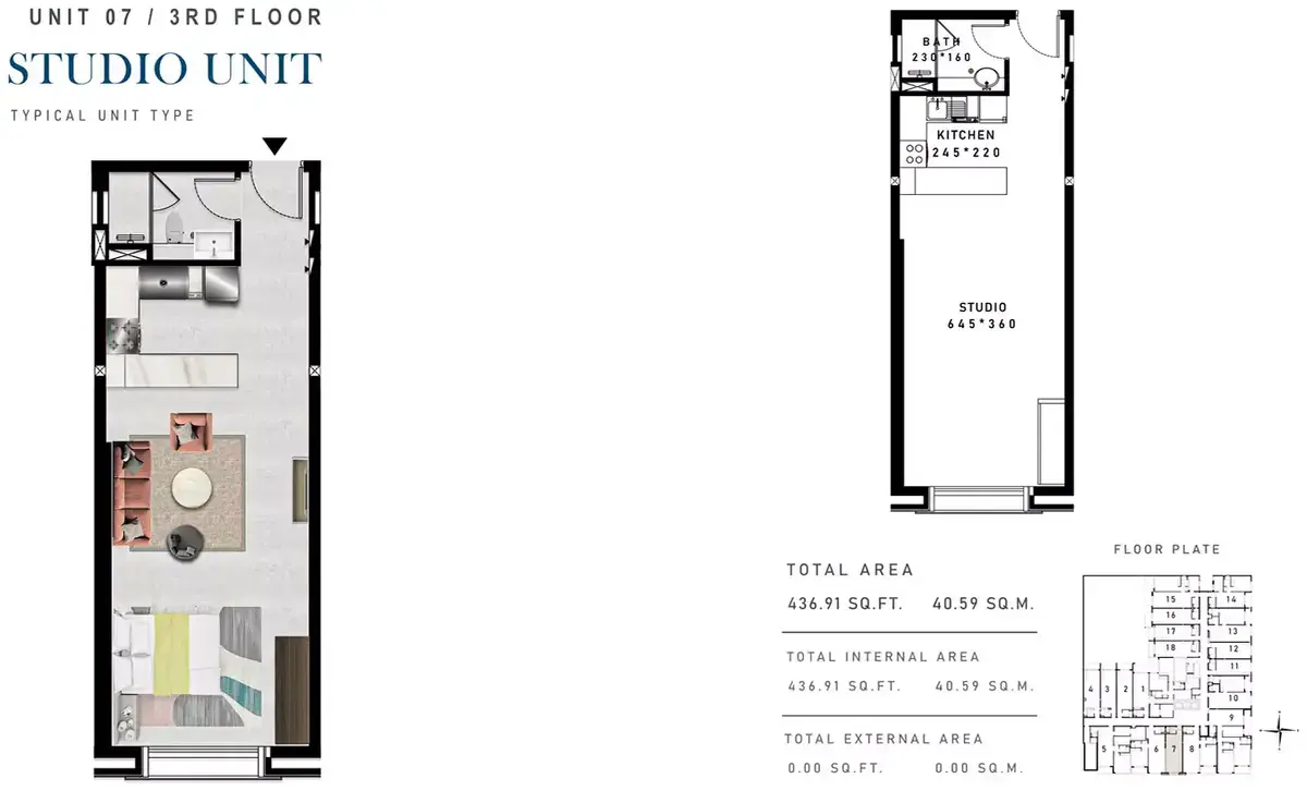 Планировка — Студия, 41 м²
