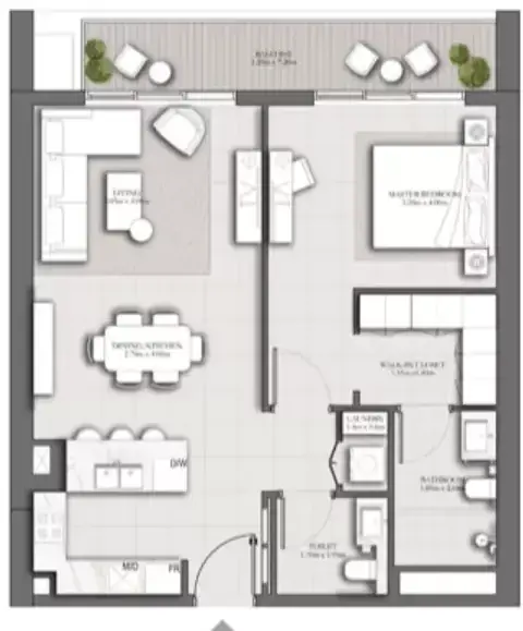 Планировка — 1-спальная, 78 м²