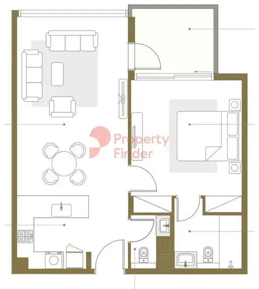 Планировка — 1-спальная, 72 м²