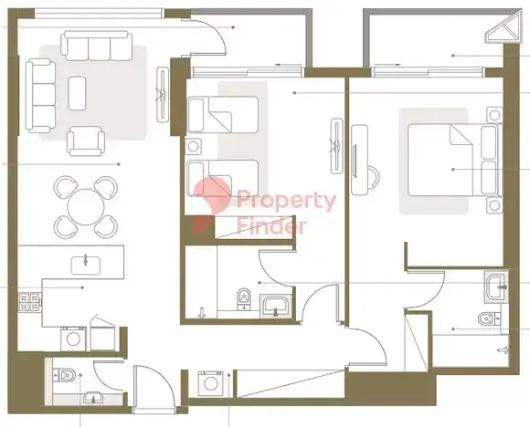 Планировка — 2-спальная, 112 м²