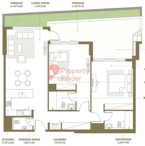 Планировка — 2-спальная, 144 м²