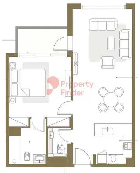 Планировка — 1-спальная, 76 м²