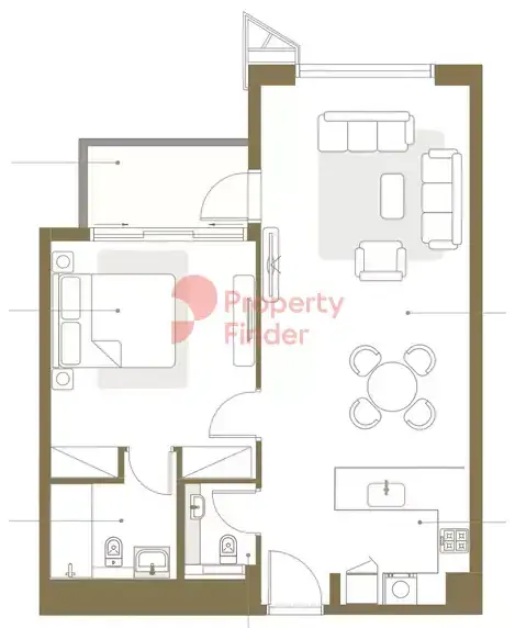 Планировка — 1-спальная, 75 м²