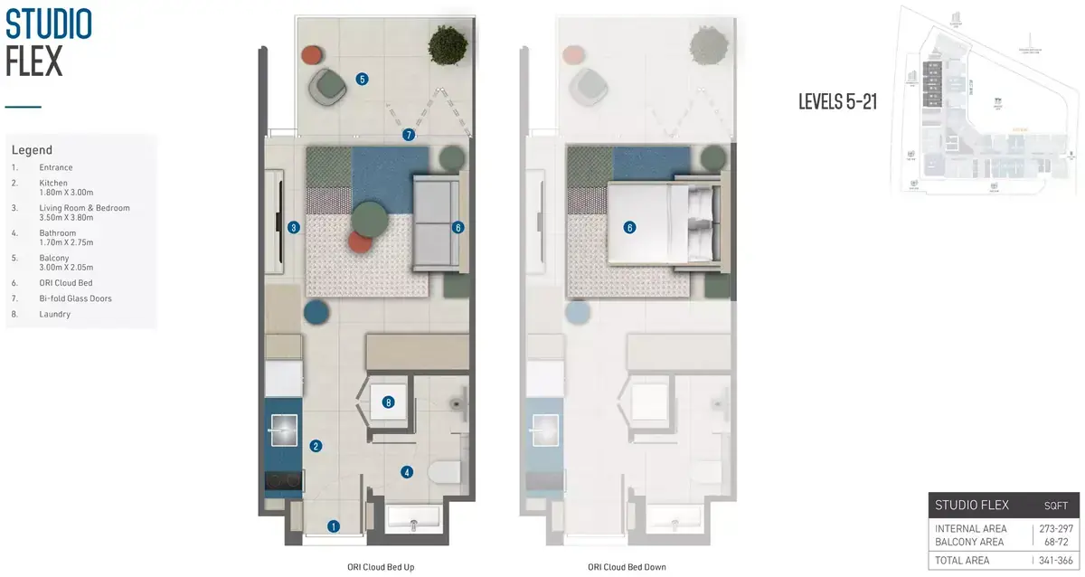 Планировка — Студия, 34 м²
