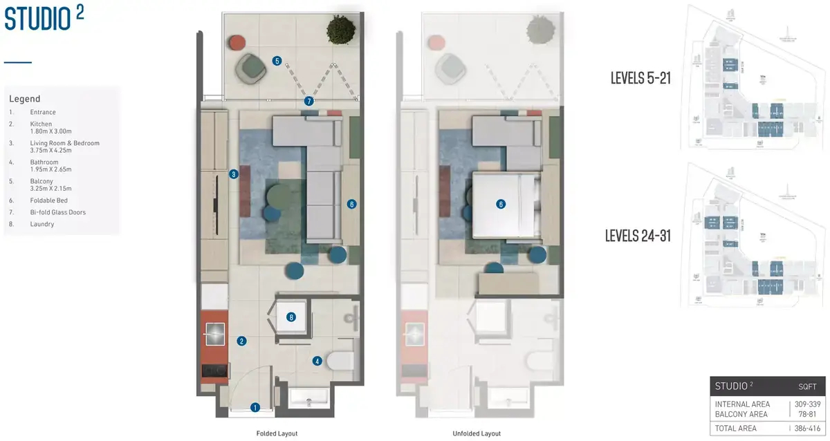 Планировка — Студия, 39 м²